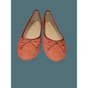 Cole Haan Suede Blush Pinkish Red Balletcore Bow Feminine Slip on Flats Women 9B